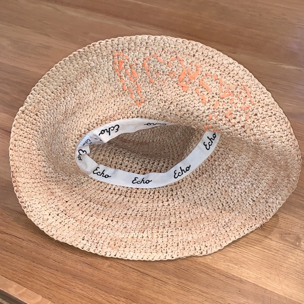 Echo Straw Sun Hat “Beach” Sun Visor Cap~ - image 2